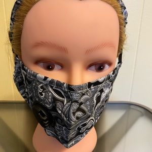 Medieval Gray & Black Head-Wrap Face Mask